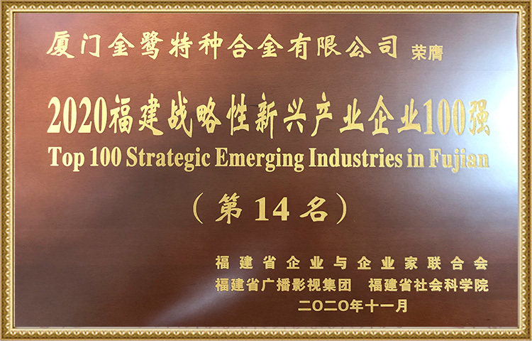 Top 100 strategische aufstrebende Industrieunternehmen in Fujian im Jahr 2020